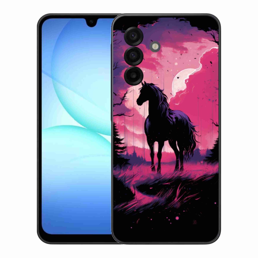Gélový kryt mmCase na Samsung Galaxy A17 5G - čierny kreslený kôň 1