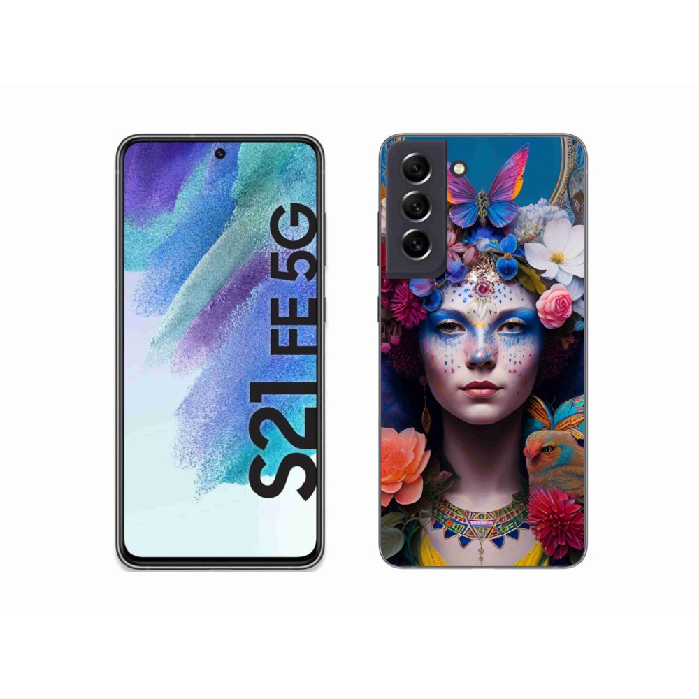 Gélový kryt mmCase na Samsung Galaxy S21 FE 5G - žena s kvetinami