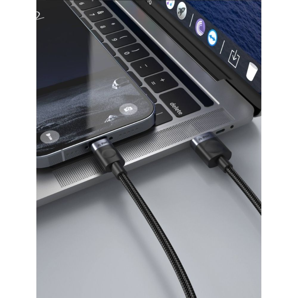 iPEAX Textilný kábel USB-A / USB-C 1,5 m, USB 2.0 - čierny
