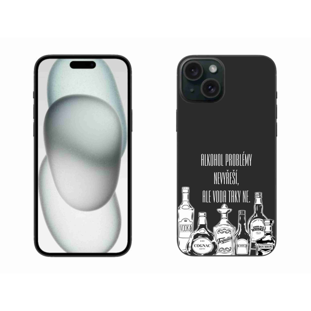 Gélový kryt mmCase na iPhone 15 Plus - vtipný text čierne pozadie