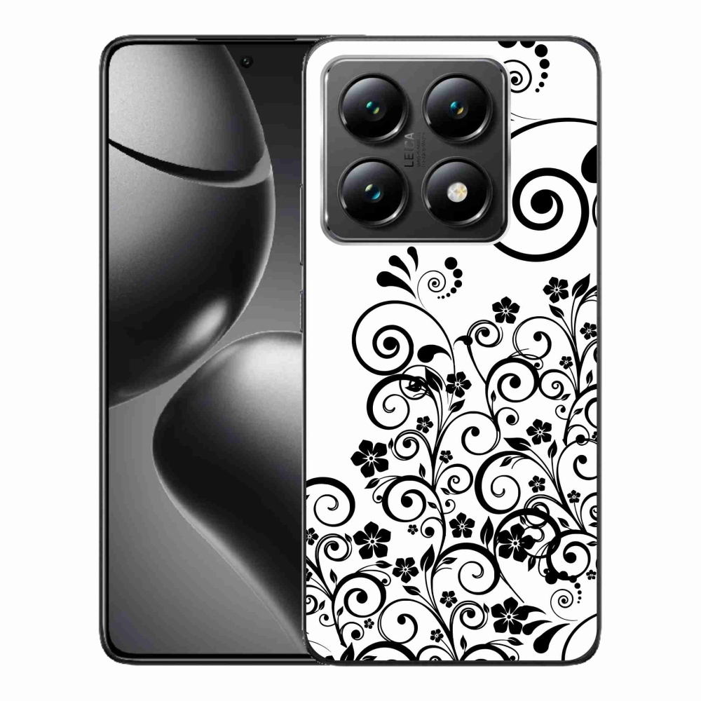 Gélový kryt mmCase na Xiaomi 14T - čiernobiele kvetinové vzory