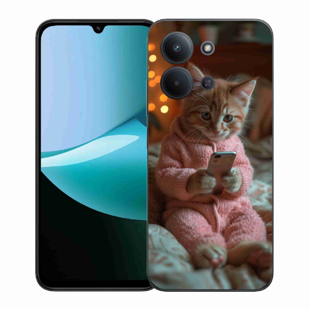Gélový kryt mmCase na Xiaomi Redmi 15C 4G (171mm)/Poco C85 4G (171mm) - mačiatko s mobilom