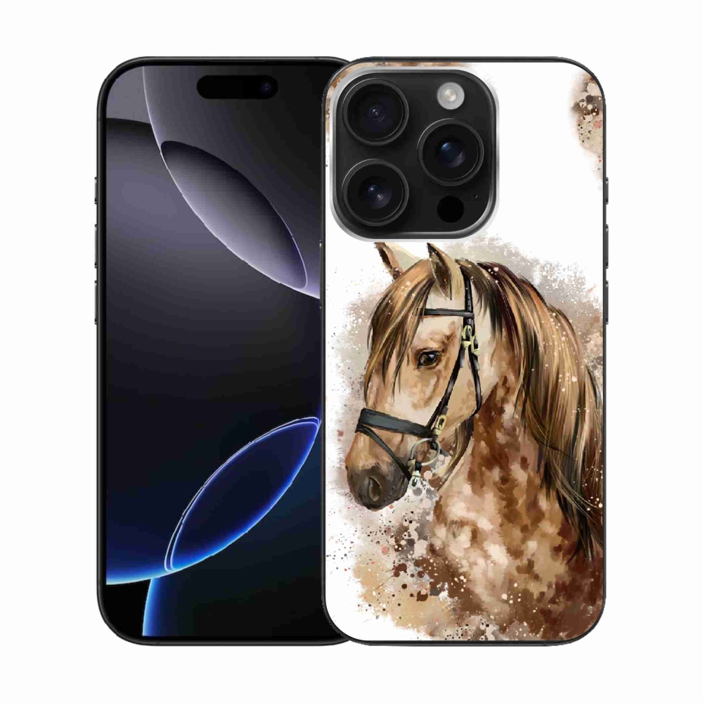 Gélový kryt mmCase na iPhone 16 Pro - hnedý kreslený kôň