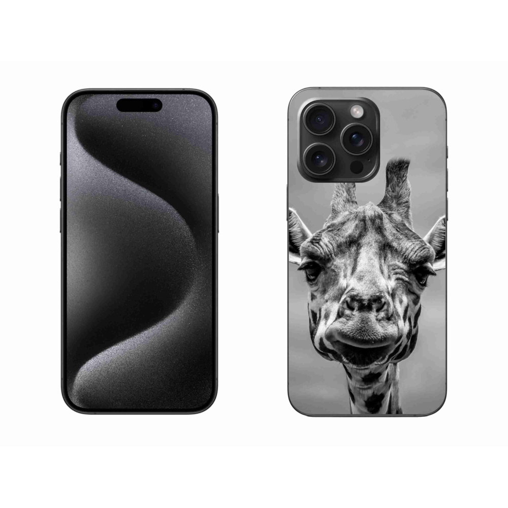 Gélový kryt mmCase na iPhone 15 Pro Max - čiernobiela žirafa