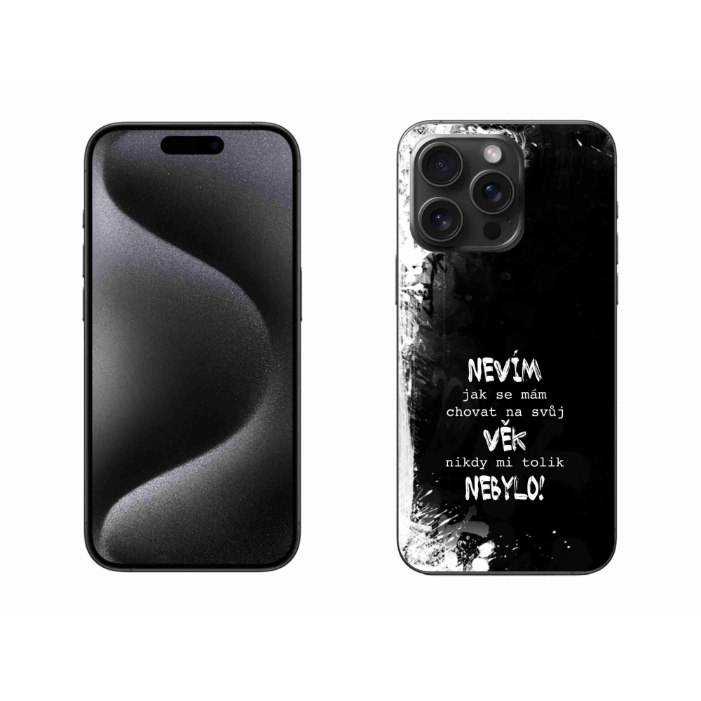 Gélový kryt mmCase na iPhone 15 Pro Max - vtipný text 14 čierne pozadie