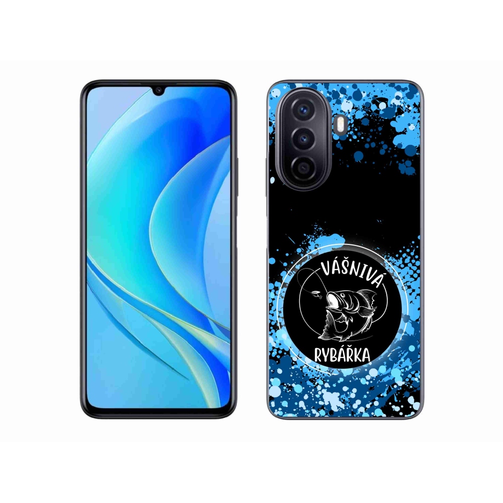 Gélový kryt mmCase na Huawei Nova Y70 - vášnivá rybárka čierne pozadie