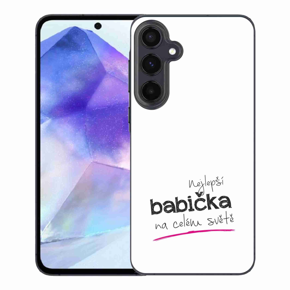 Gélový kryt mmCase na Samsung Galaxy A55 5G - najlepšia babička 4 biele pozadie