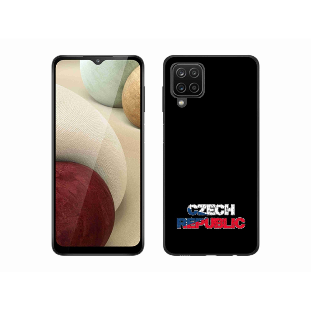 Gélový kryt mmCase na Samsung Galaxy A12 - Czech Republic čierne pozadie