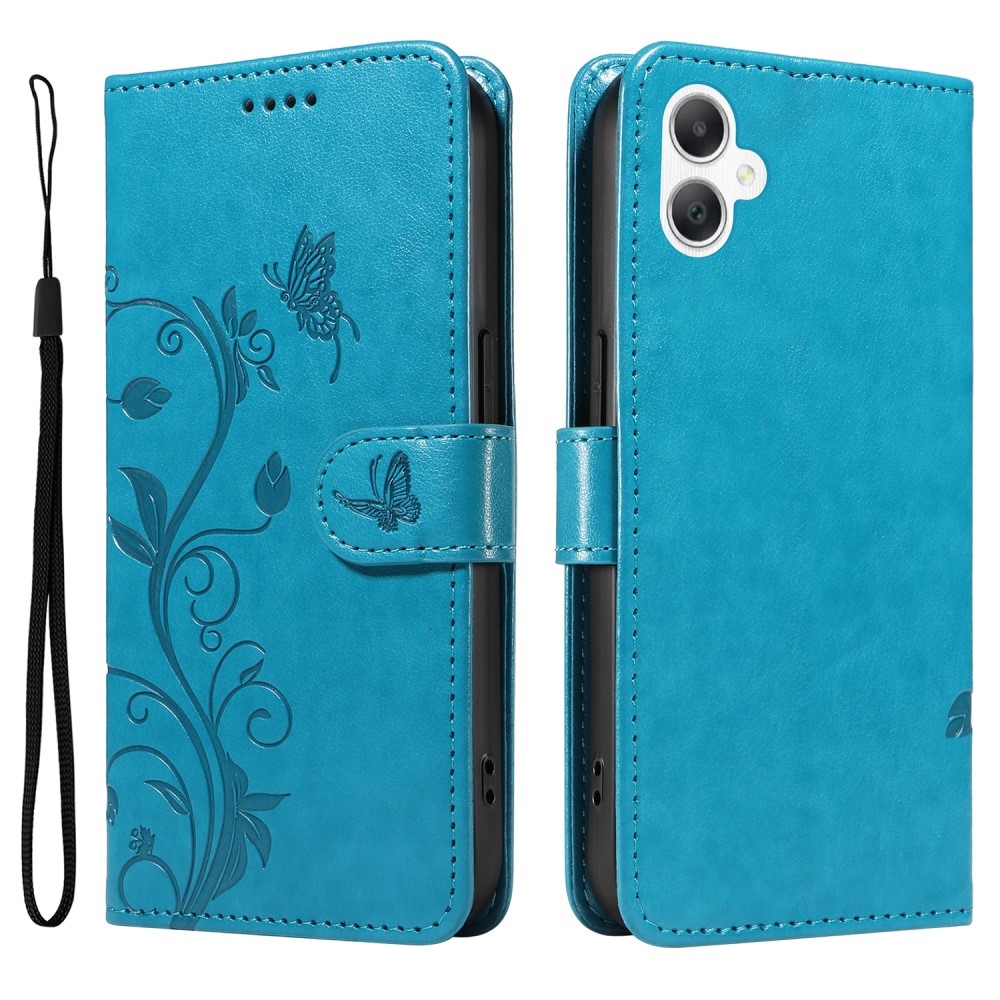 Flowery knižkové púzdro na Samsung Galaxy A06 4G - modré