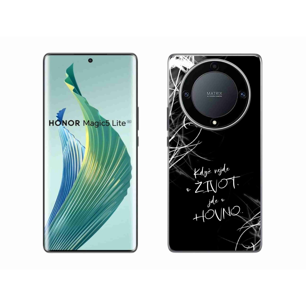 Gélový kryt mmCase na Honor Magic 5 Lite 5G - vtipný text 16 čierne pozadie