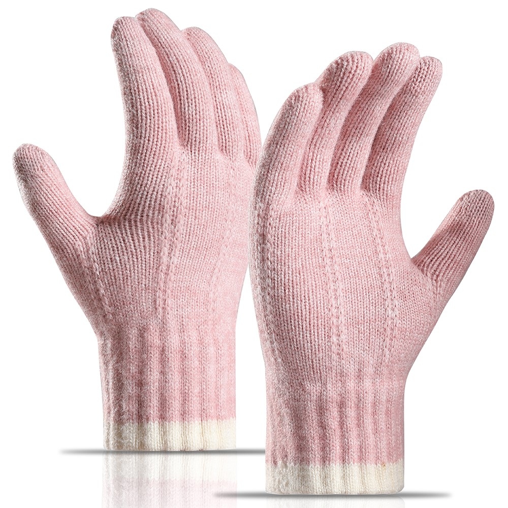 Decor dámske dotykové zimné rukavice - ružové