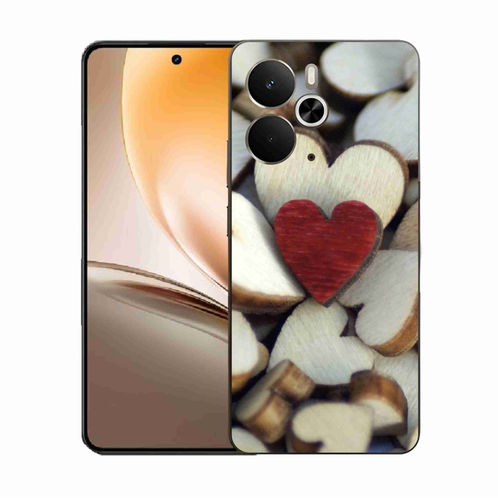 Gélový kryt mmCase na Realme 14 5G - gravírované červené srdce