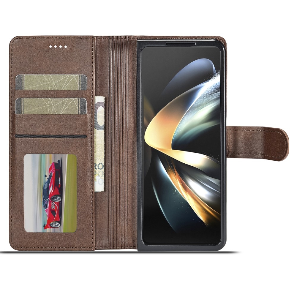 Imeeke knižkové púzdro na Samsung Galaxy Z Fold5 5G - hnedé