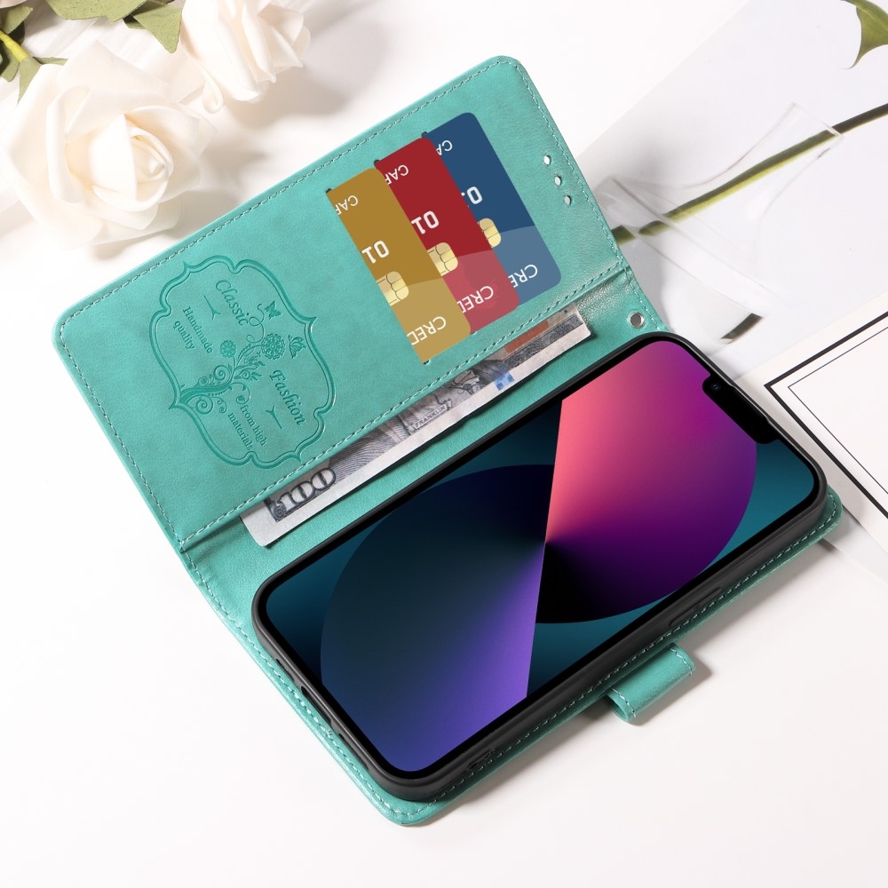 Flowery knižkové púzdro na Xiaomi Redmi A5 - modrozelené