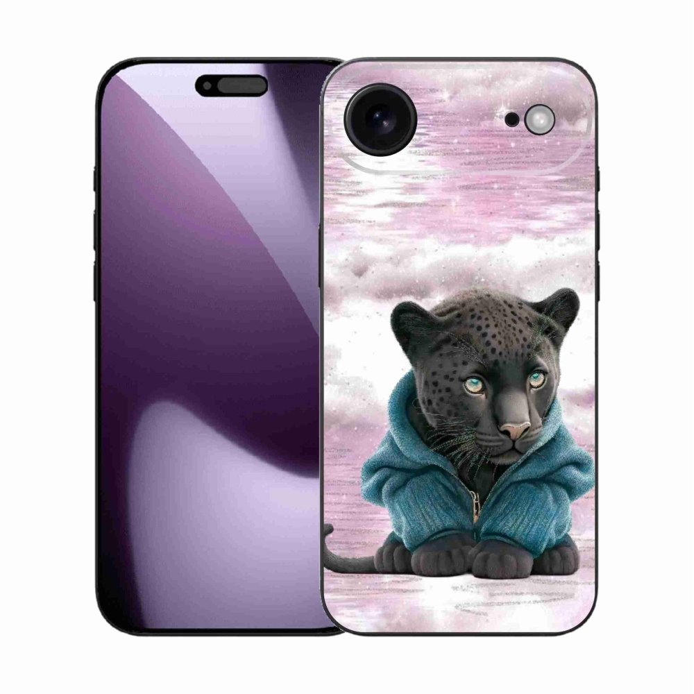 Gélový kryt mmCase na iPhone 17 Air - čierny panter vo svetri
