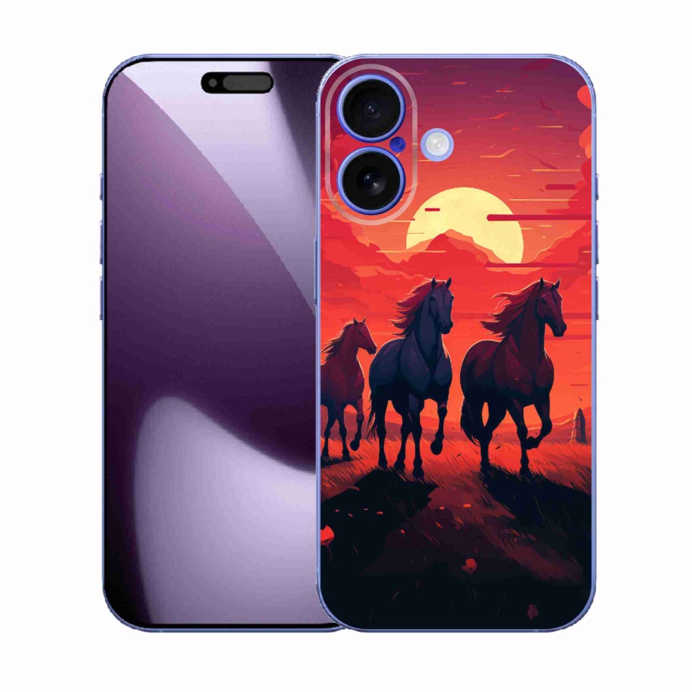 Gélový kryt mmCase na iPhone 17 - kone a západ slnka
