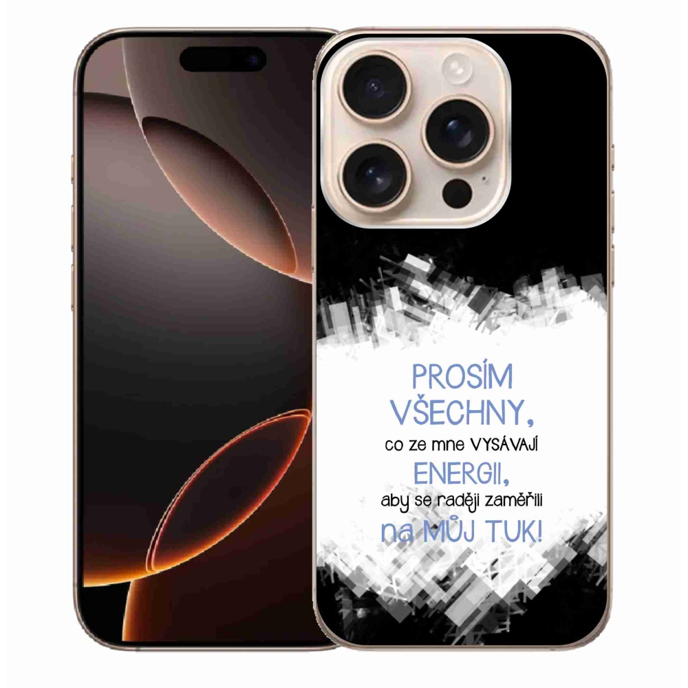 Gélový kryt mmCase na iPhone 16 Pro Max - vtipný text 1 modrý