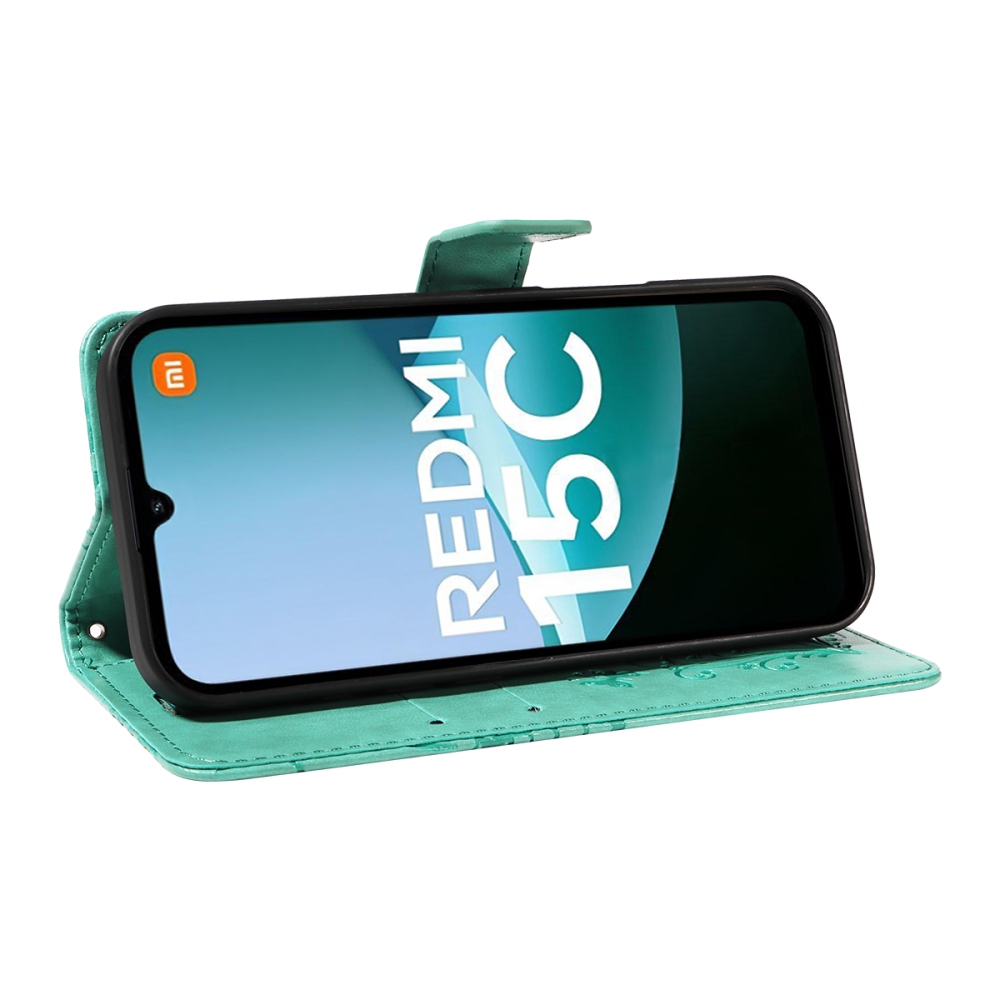 Big Butterfly knižkové púzdro na Xiaomi Redmi 15C 4G/5G (173mm) - modrozelené