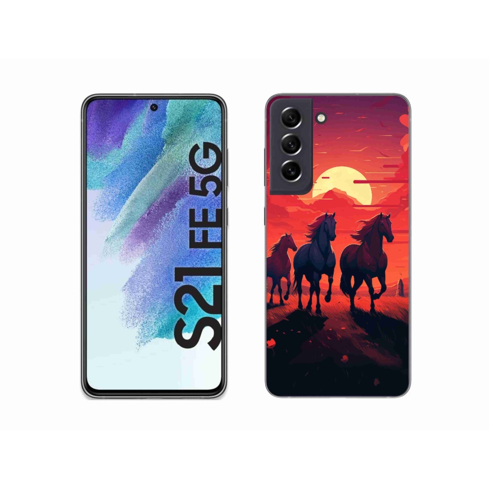 Gélový kryt mmCase na Samsung Galaxy S21 FE 5G - kone a západ slnka