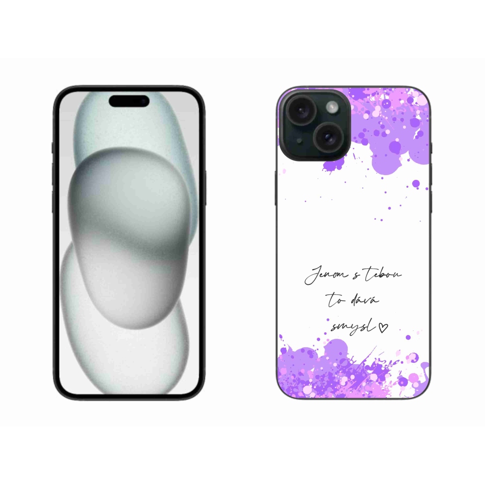 Gélový kryt mmCase na iPhone 15 Plus - zamilovaný text biele pozadie