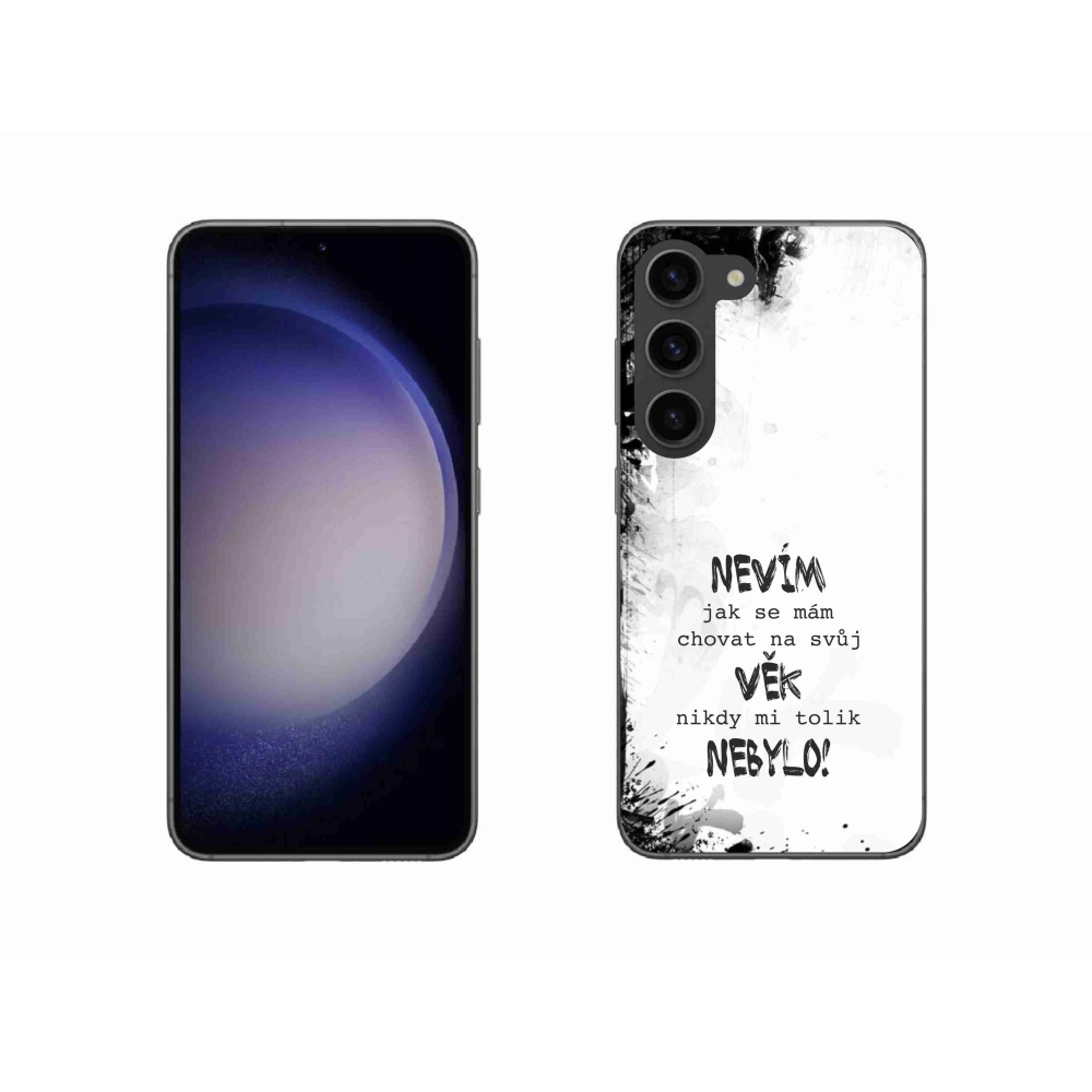 Gélový kryt mmCase na Samsung Galaxy S23 5G - vtipný text 14 biele pozadie