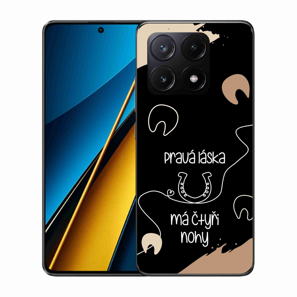 Gélový kryt mmCase na Xiaomi Poco X6 Pro 5G - konský motív čierne pozadie