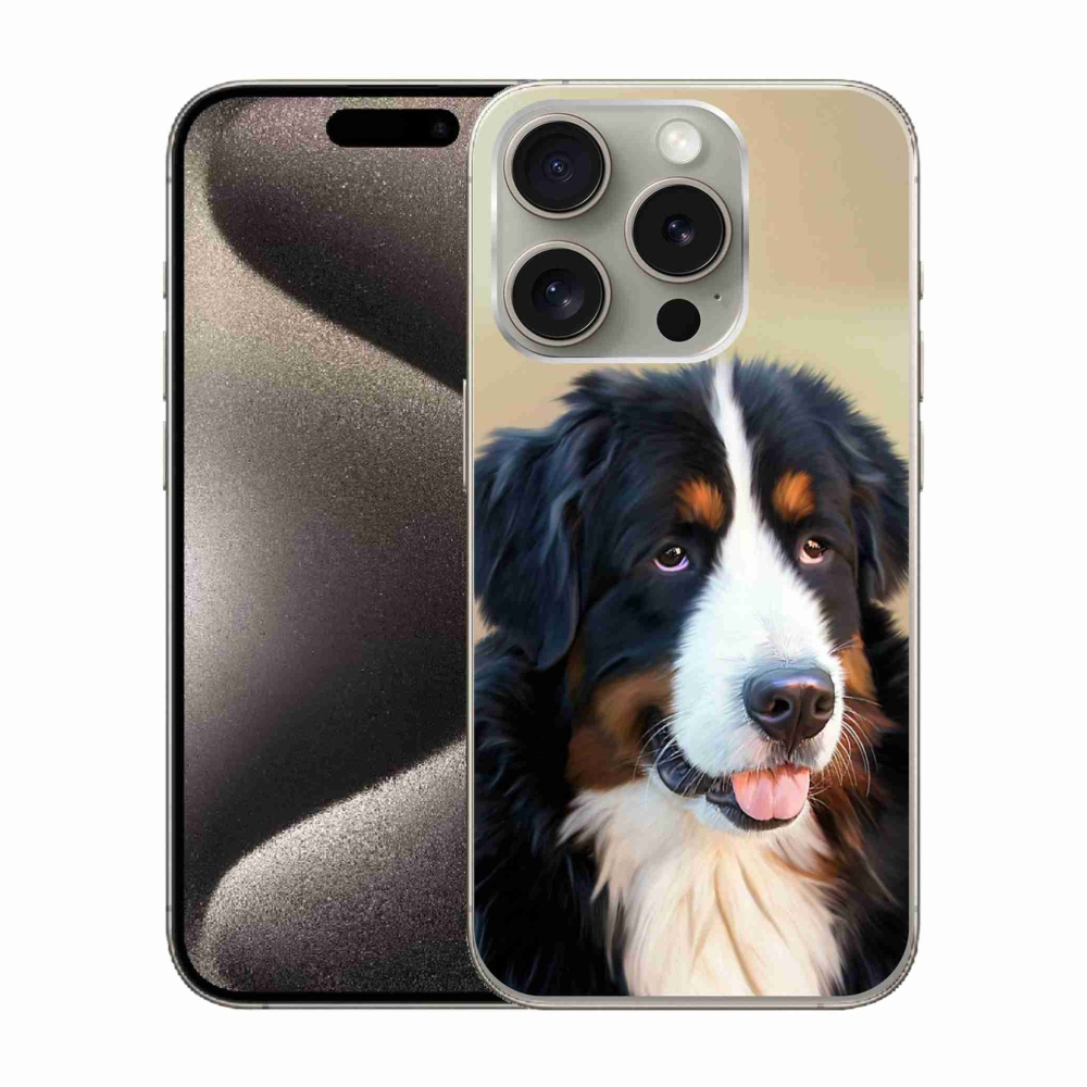 Gélový obal mmCase na iPhone 15 Pro - bernský salašnícky pes