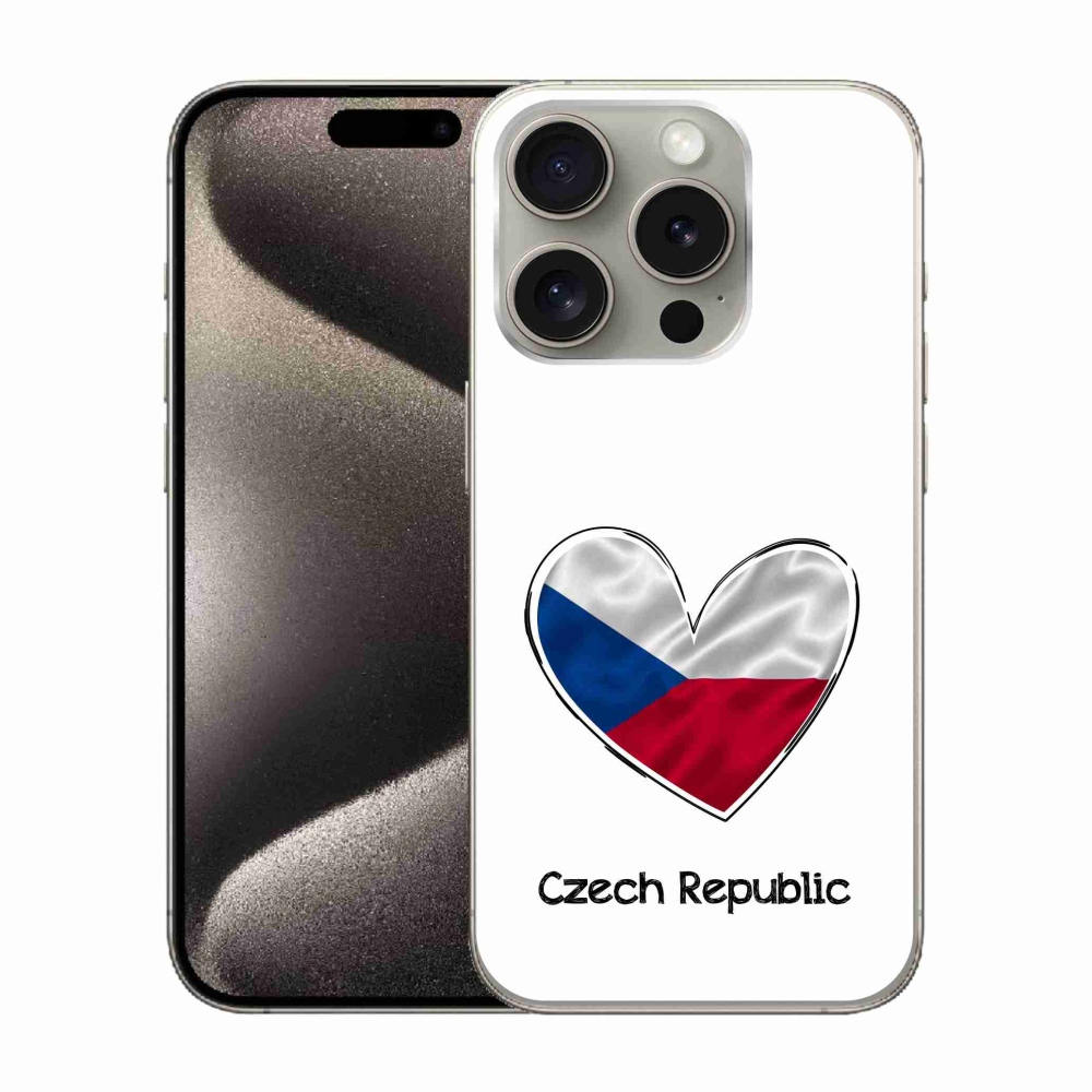 Gélový kryt mmCase na iPhone 15 Pro - vlajka srdca biele pozadie