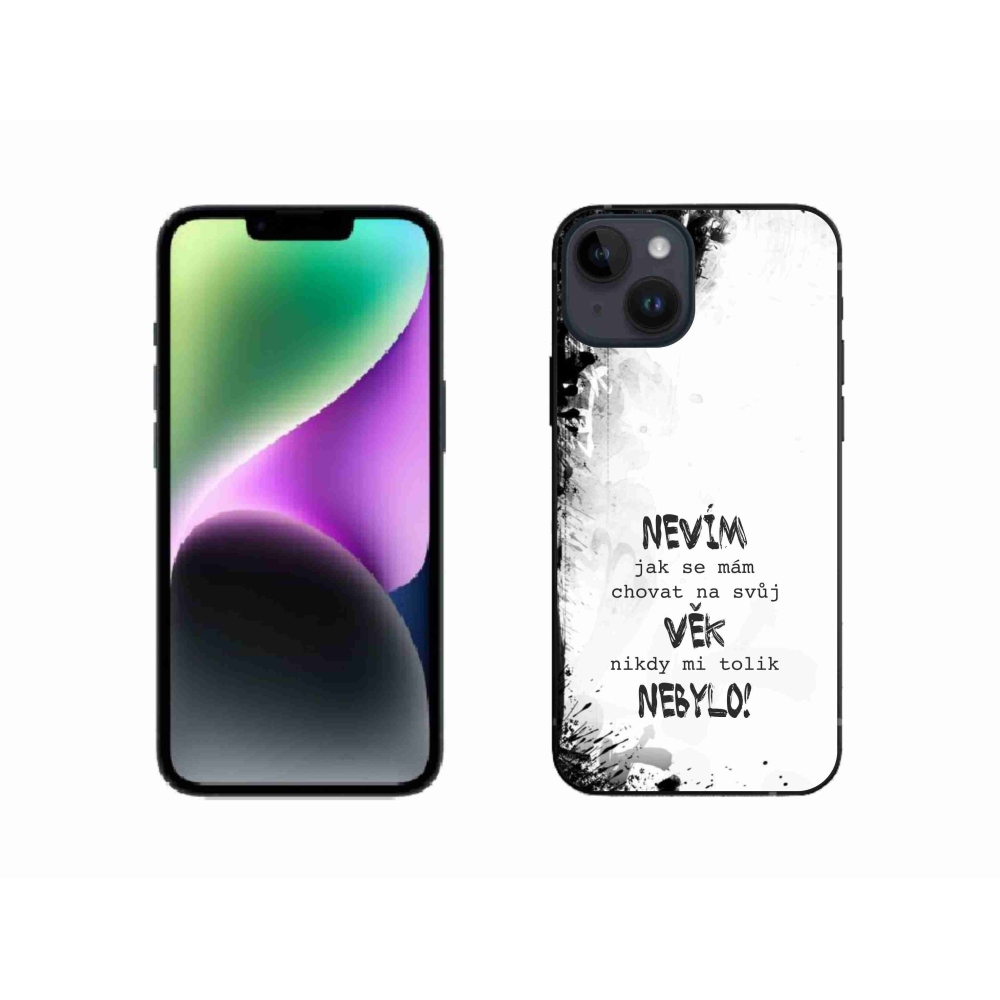 Gélový kryt mmCase na iPhone 14 - vtipný text 14 biele pozadie