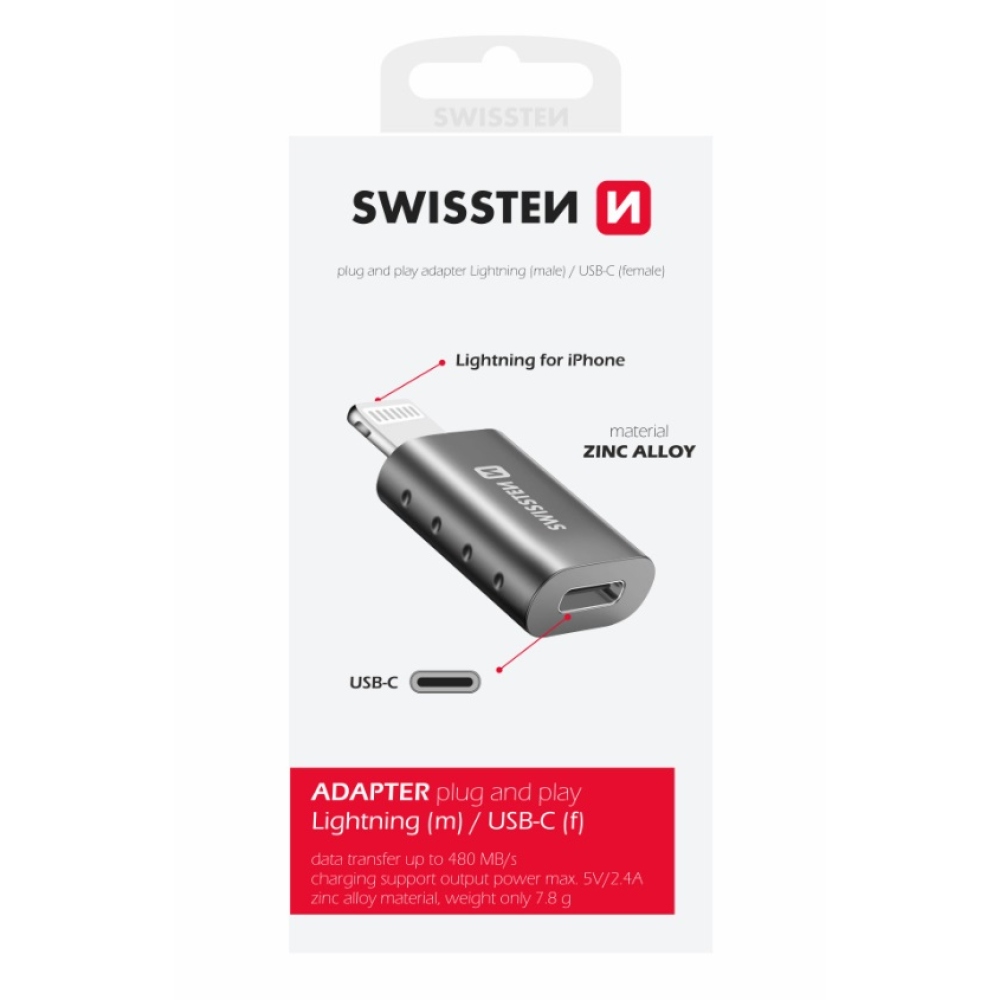 Swissten OTG redukcia Lightning (m)/USB-C(f)