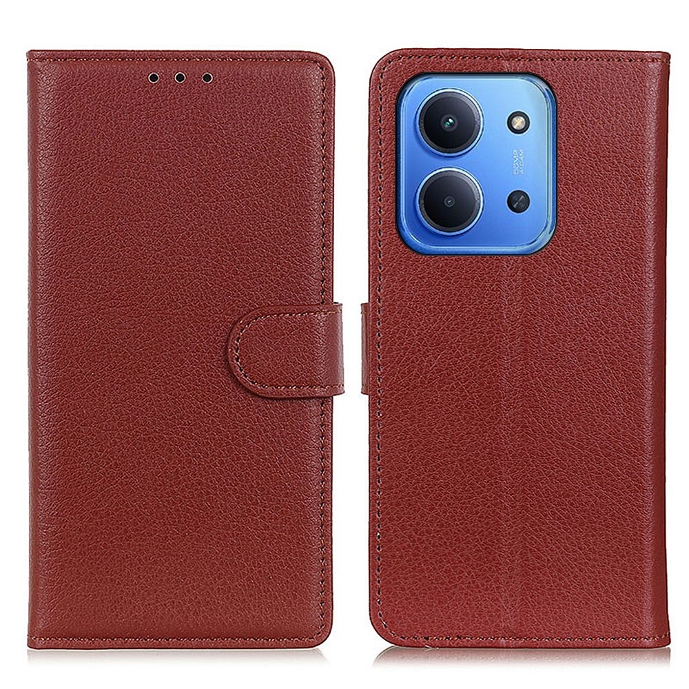 Litchie knižkové púzdro na Xiaomi Redmi 15C 4G/5G (173mm) - hnedé
