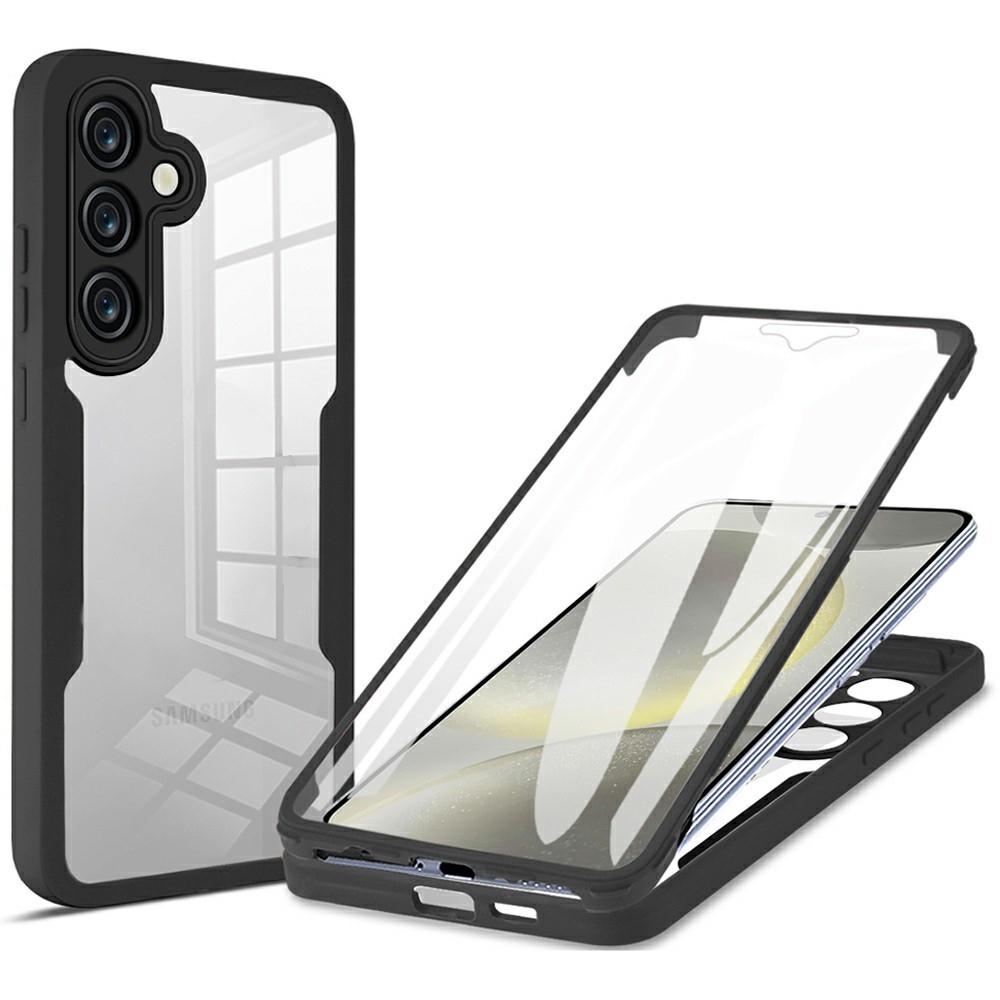 Acryl gélový obal s rámčekom pre ochranou displeja na Samsung Galaxy S25 FE - čierny