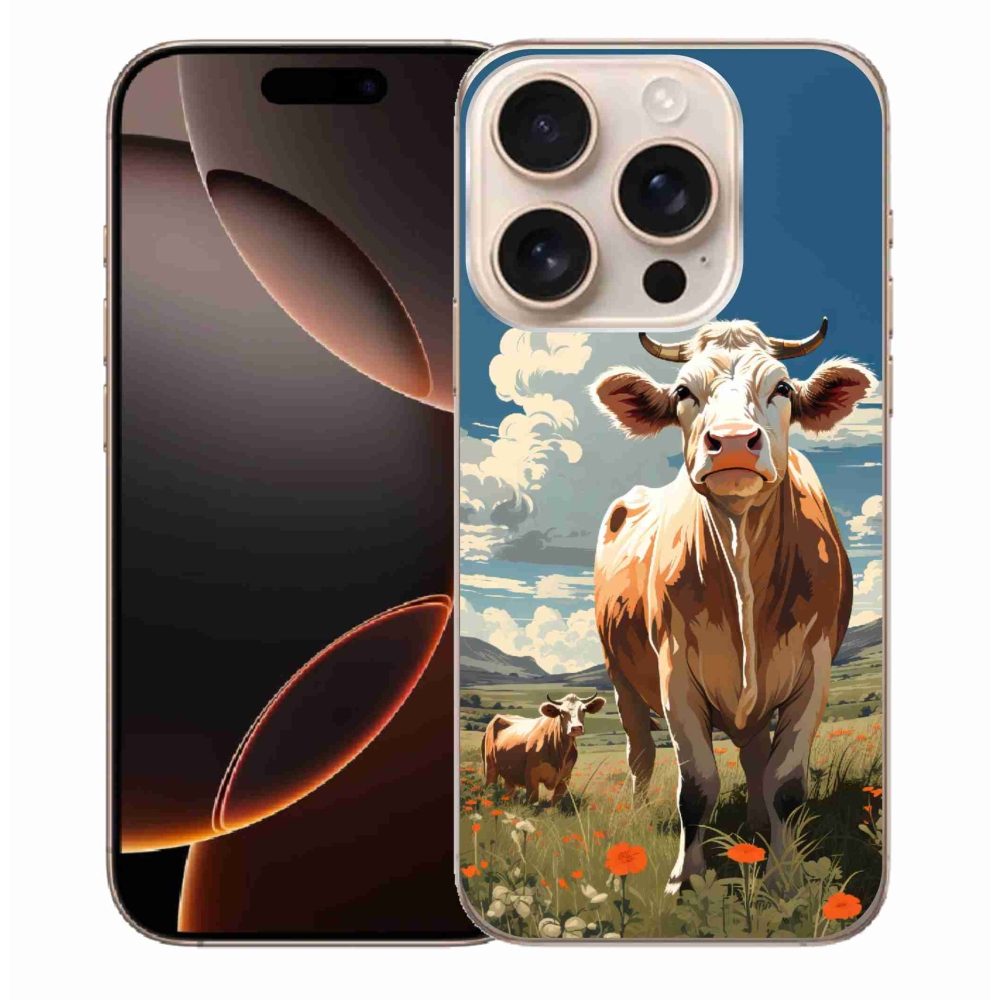 Gélový kryt mmCase na iPhone 16 Pro Max - kravy na lúke