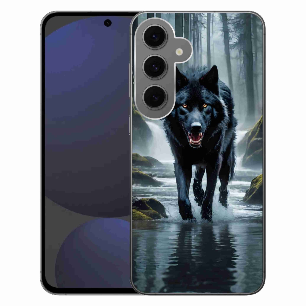 Gélový kryt mmCase na Samsung Galaxy S24 FE - čierny vlk