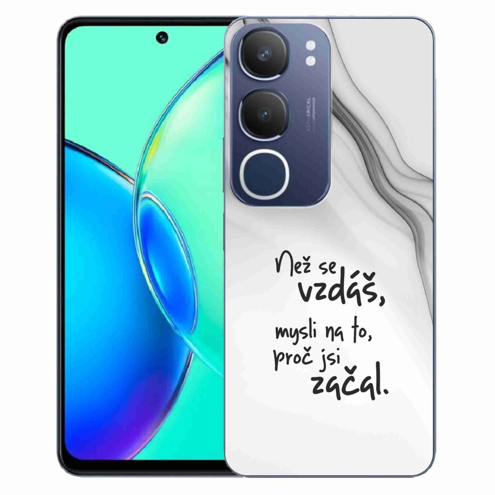 Gélový kryt mmCase na Vivo Y19s - citát 2 biele pozadie