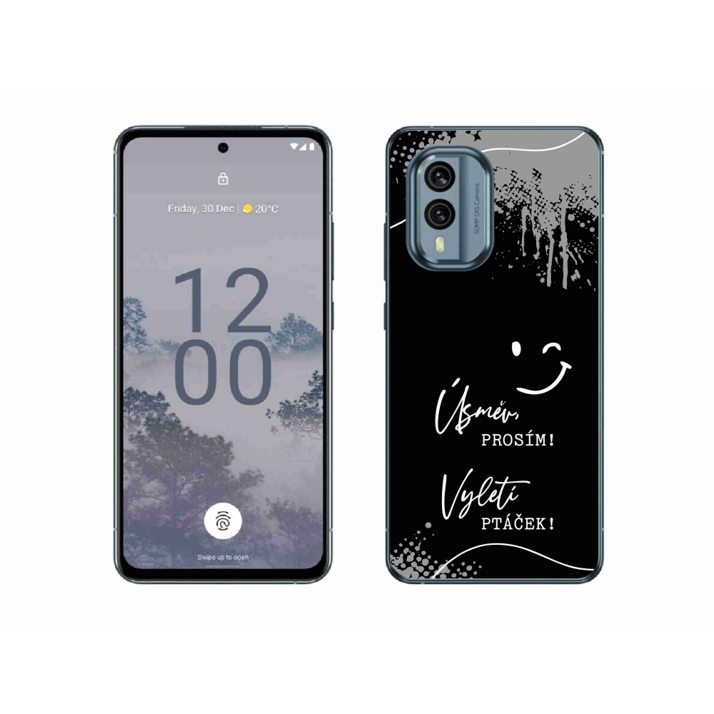 Gélový kryt mmCase na Nokia X30 5G - vtipný text 4 čierne pozadie