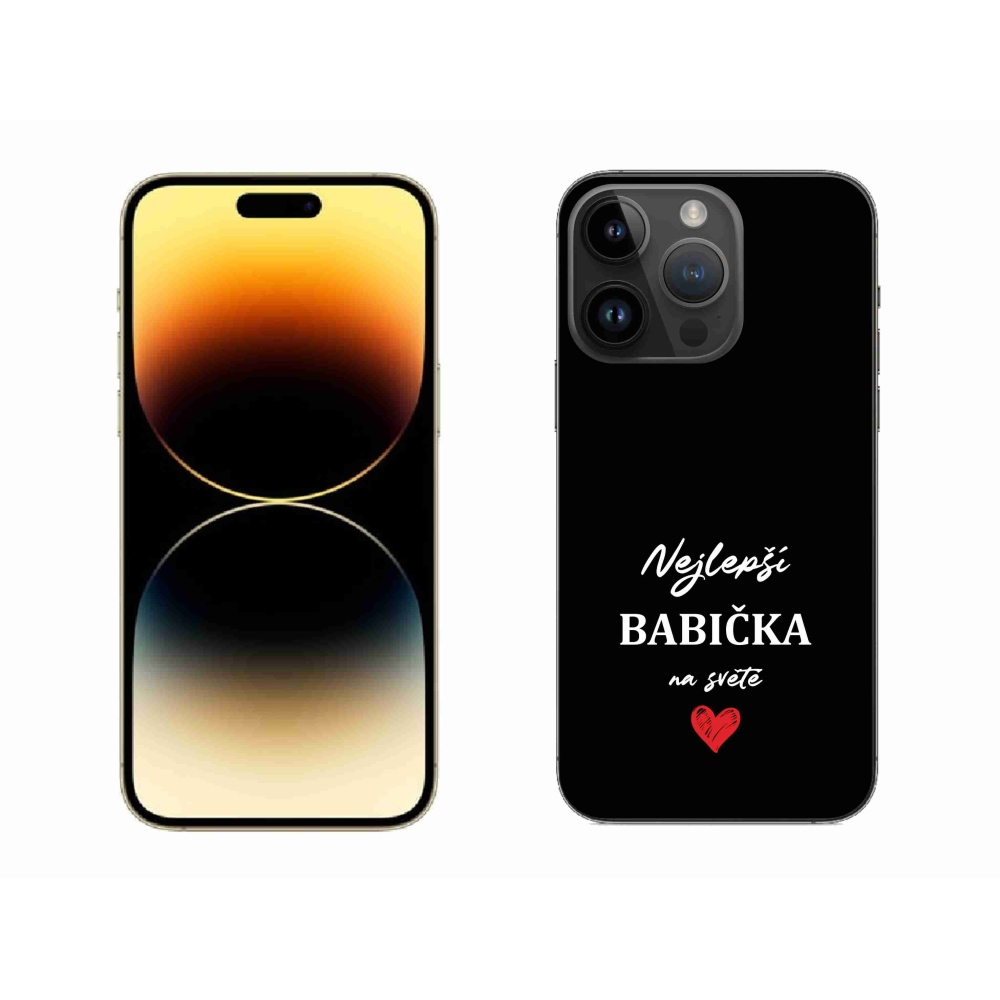 Gélový kryt mmCase na iPhone 14 Pro Max 6.7 - najlepšia babička 1 čierne pozadie