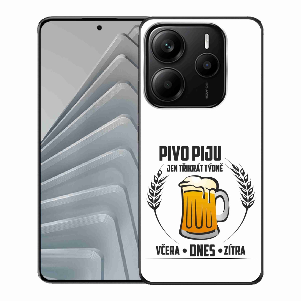 Gélový kryt mmCase na Xiaomi Redmi Note 14 5G - pivný motív biele pozadie
