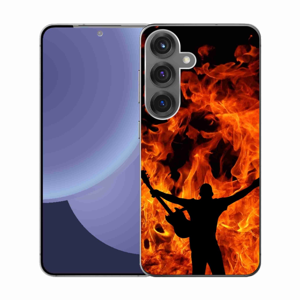 Gélový kryt mmCase na Samsung Galaxy S25 - muzikant a oheň