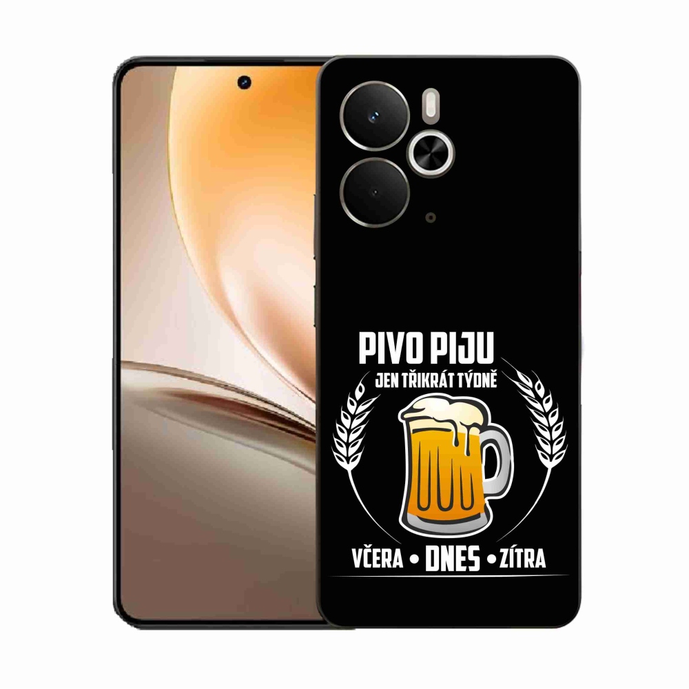 Gélový kryt mmCase na Realme 14 5G - pivný motív čierne pozadie