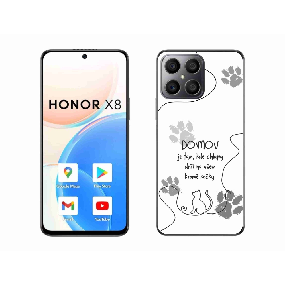 Gélový kryt mmCase na Honor X8 4G - mačacie motív biele pozadie