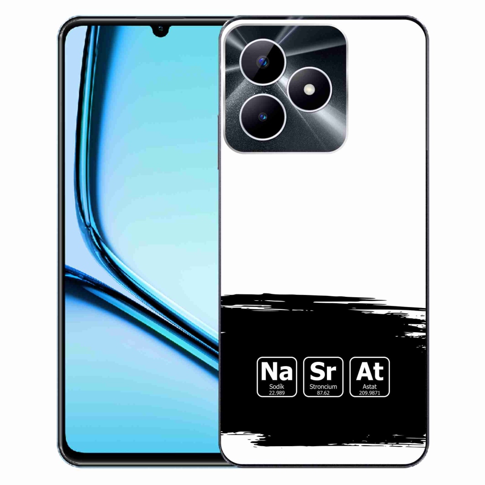 Gélový kryt mmCase na Realme Note 50 - chemické prvky čiernobiele pozadie