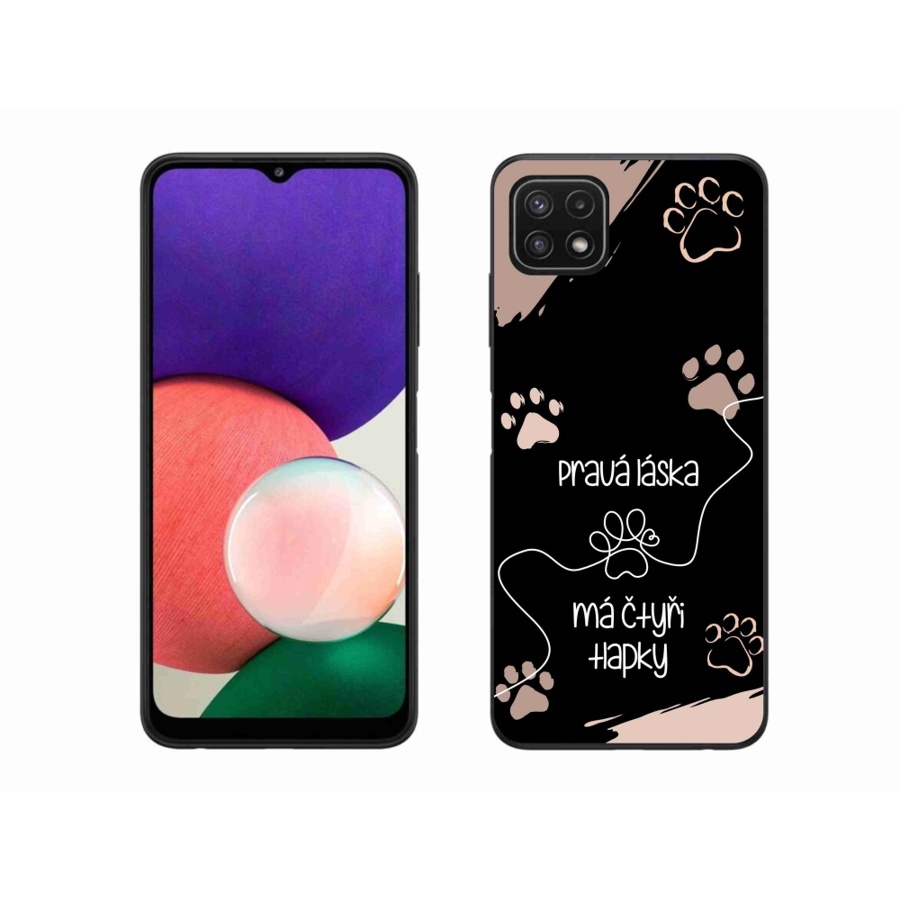 Gélový kryt mmCase na Samsung Galaxy A22 5G - psí motív 1 čierne pozadie