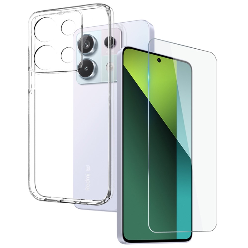 NORTHJO priehľadný gélový obal + tvrdené sklo na Xiaomi Redmi Note 13 Pro 5G/Poco X6 5G - priehľadný