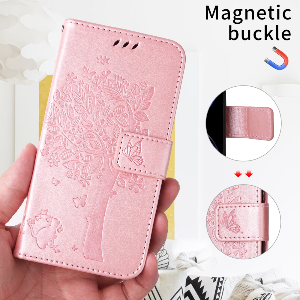 Trees knižkové púzdro na Xiaomi Redmi 15C 4G/5G (173mm) - ružovozlaté