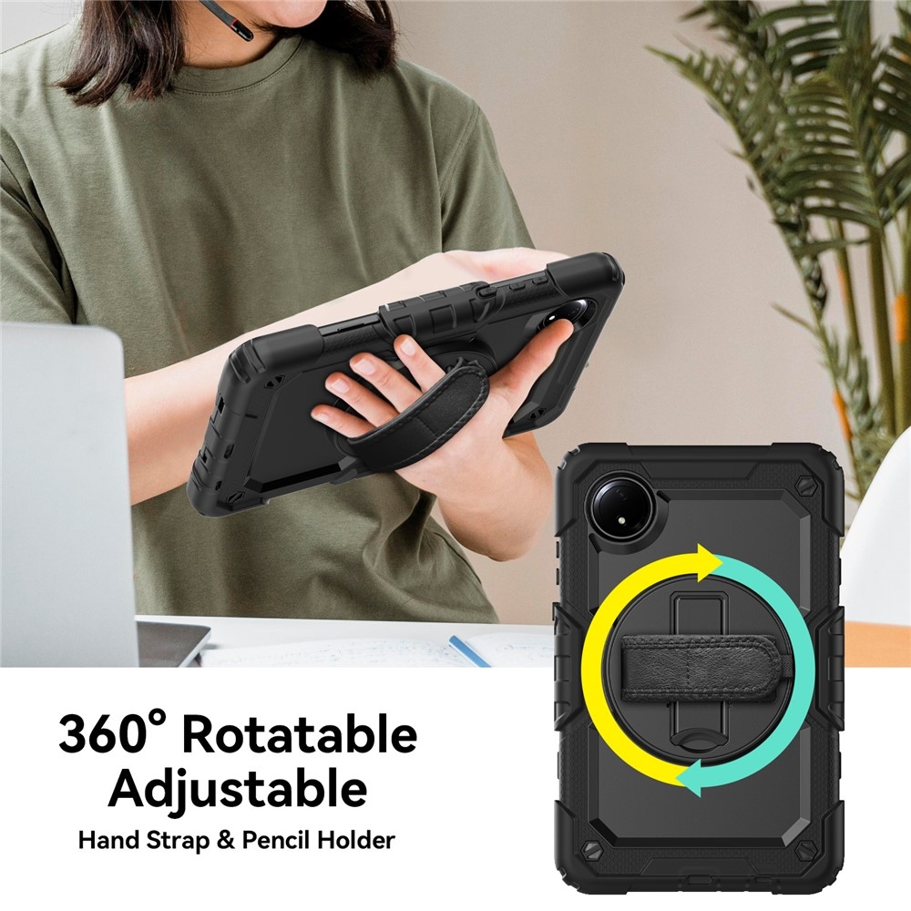 Strap odolný kryt s držiakom na ruku a ramenným popruhom na Xiaomi Redmi Pad SE 8.7 - čierny