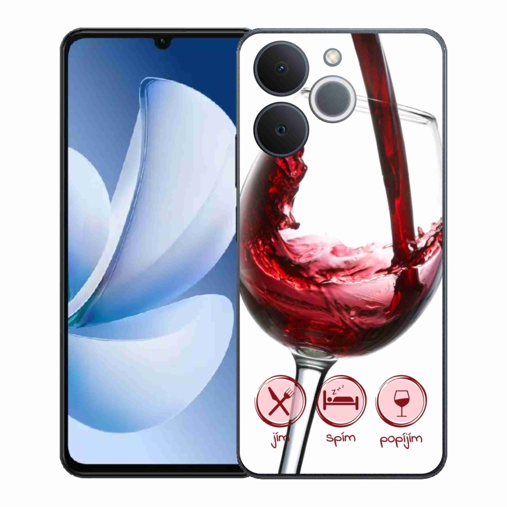 Gélový kryt mmCase na Realme Note 70T - pohár vína červené
