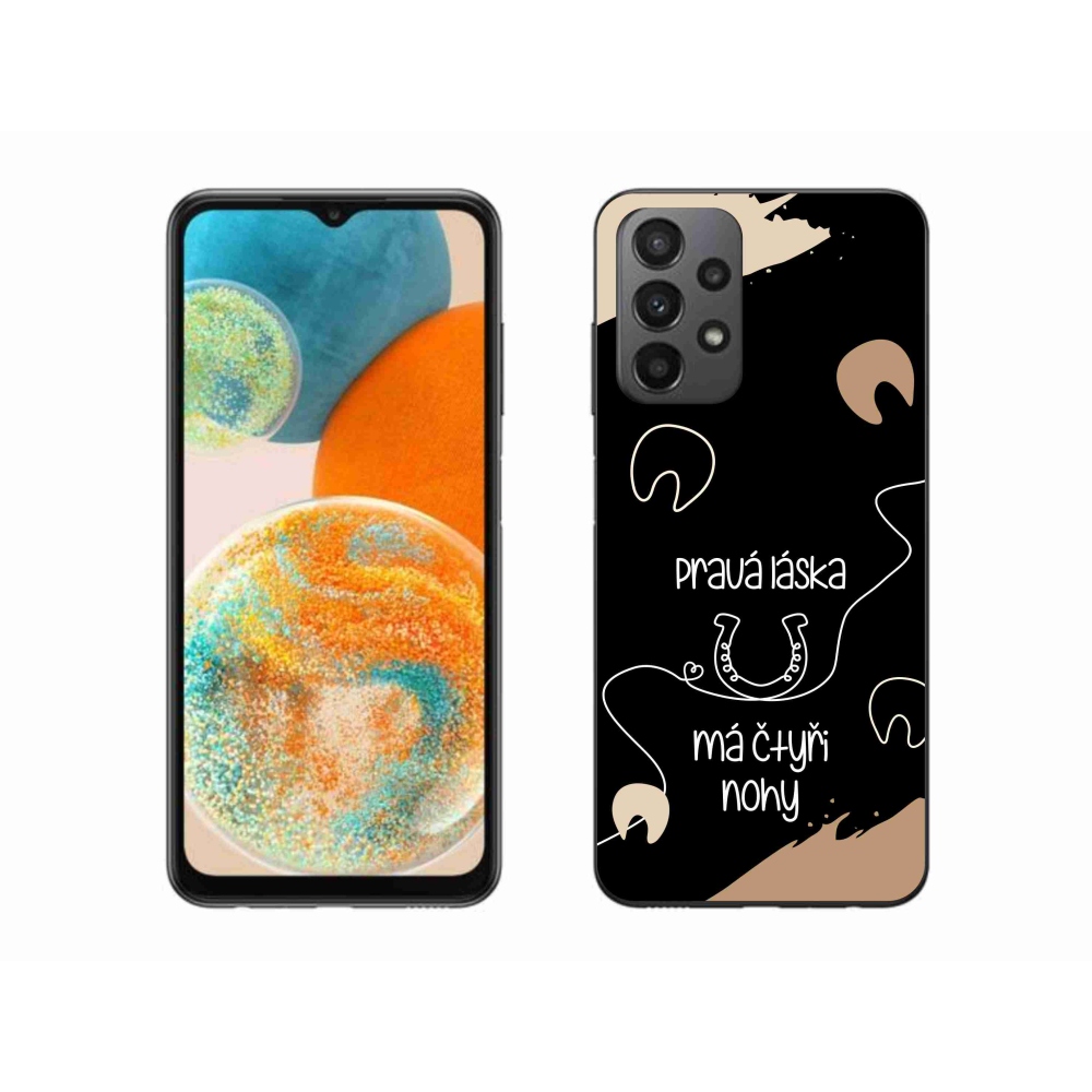Gélový kryt mmCase na Samsung Galaxy A23 4G/5G - konský motív čierne pozadie