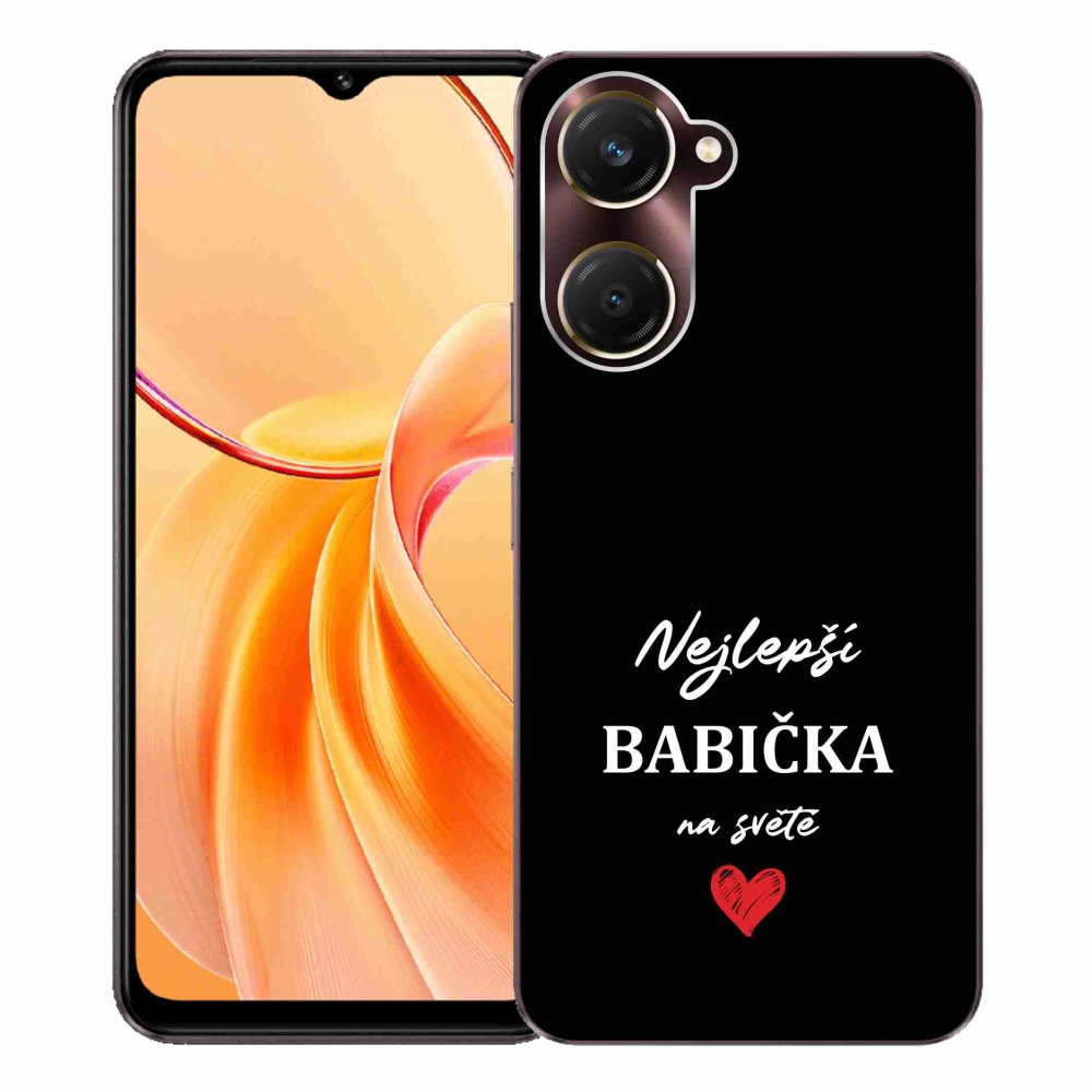 Gélový kryt mmCase na Vivo Y28s 5G - najlepšia babička 1 čierne pozadie