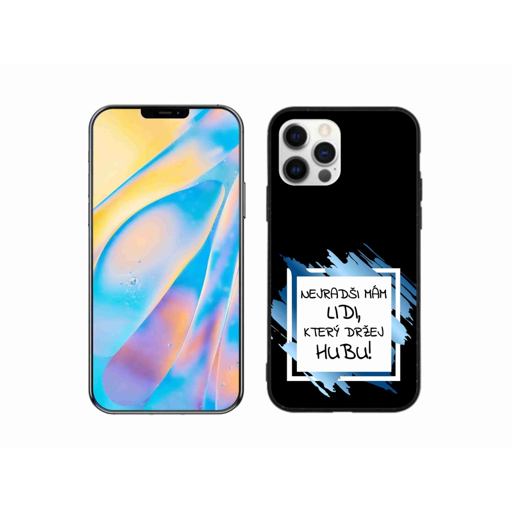 Gélový kryt mmCase na iPhone 12 Pro - vtipný text 7 bieločierne pozadie